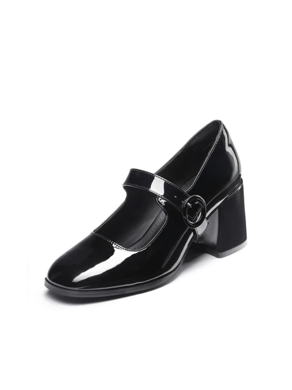 Black Patent Mary Jane Block Heel